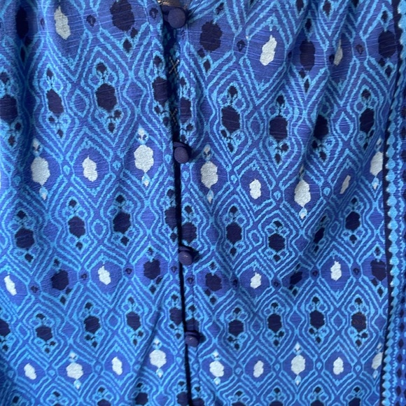 Lucky Brand women’s blue boho 3/4 sleeve pullover button up tunic top EUC - Picture 6 of 14